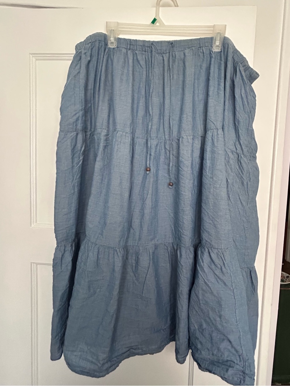 Light Blue Tired Midi Skirt